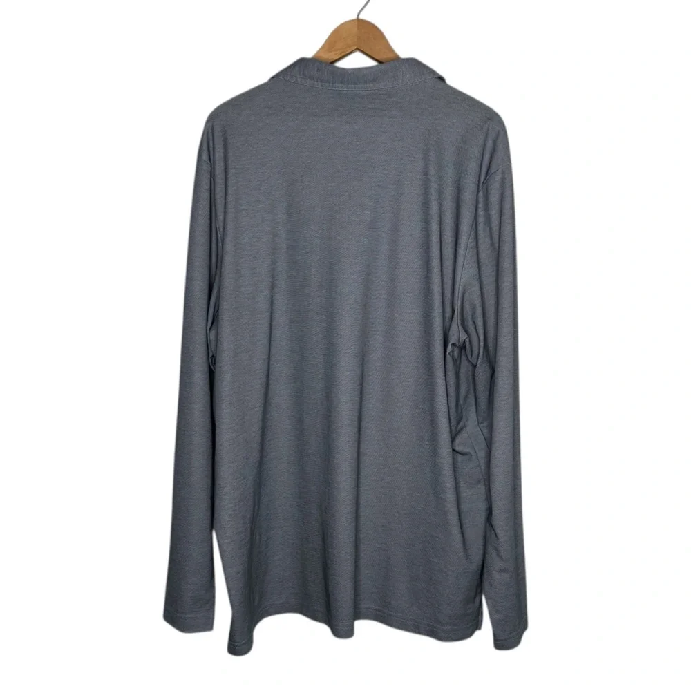 Travis Mathew Long Sleeve Gray Polo Shirt - Picture 4 of 6